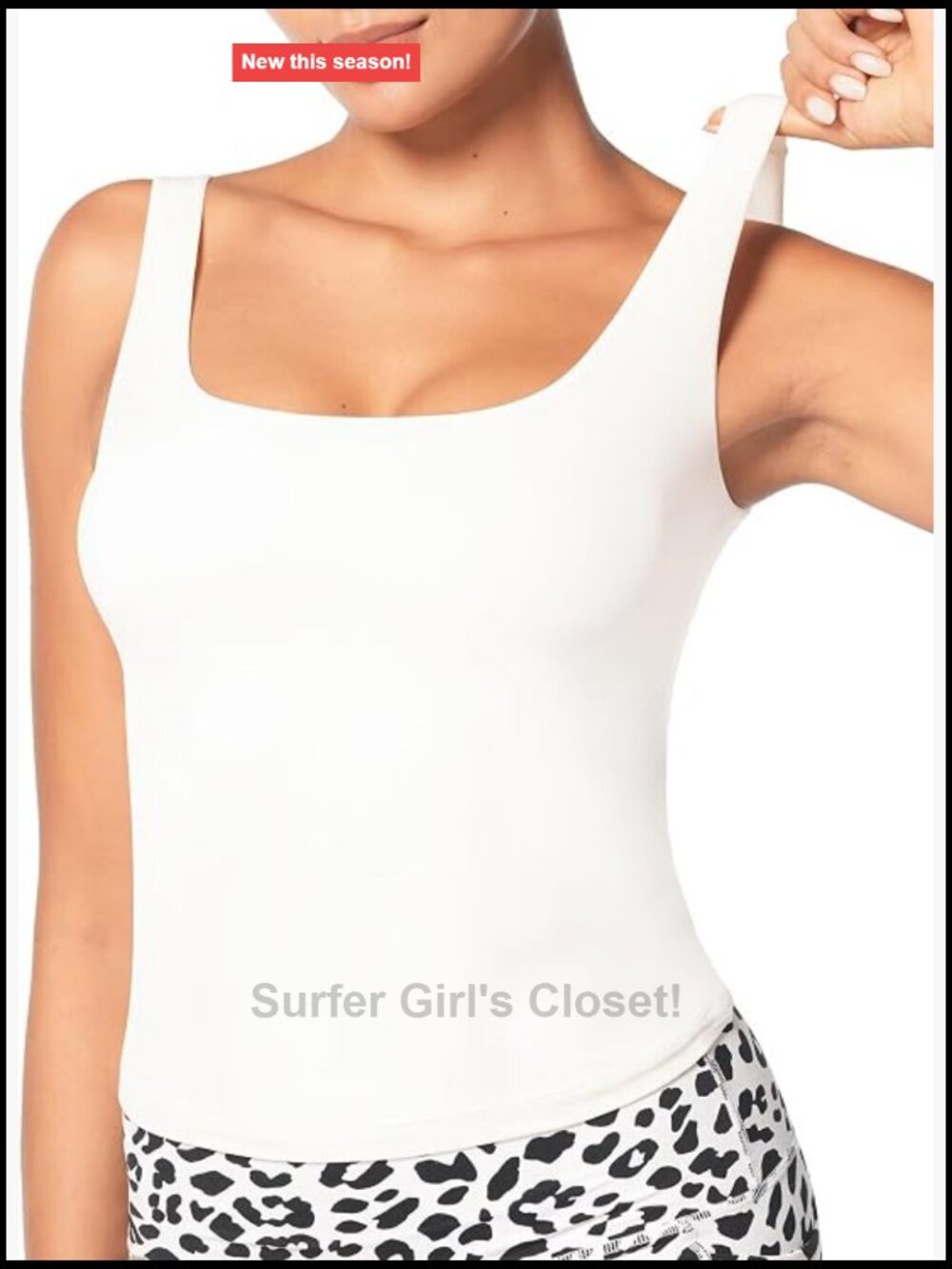 Women's Seamless Square Neck Double Lined Fitted Tank Top